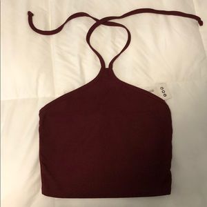 NWT burgundy halter crop top